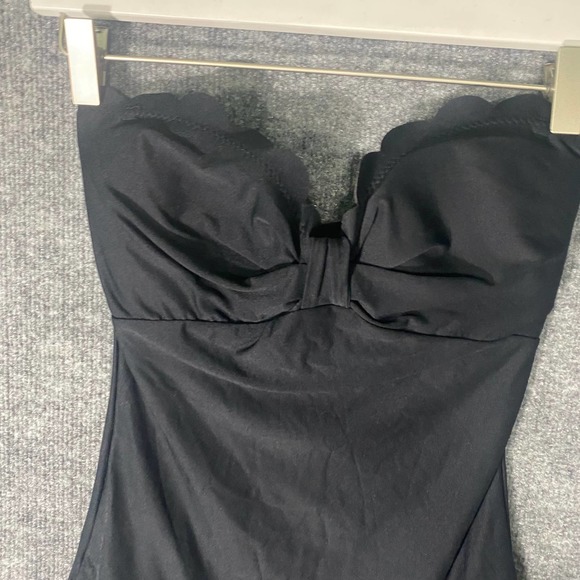 Kate Spade One Piece Small Black Strapless Scalloped Bandeau Dive Right In - Picture 4 of 7
